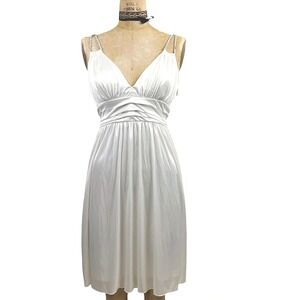 Y2K Womens M Braided Strap Satin Dress Coquette White Fairy Formal Prom